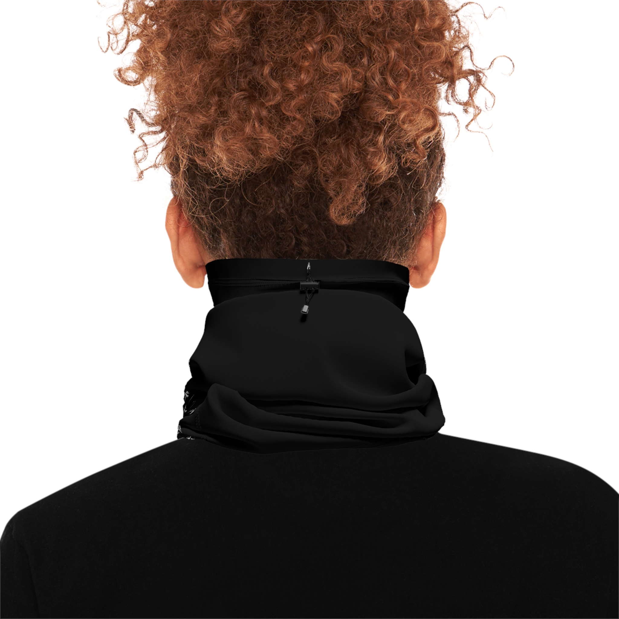 Winter Neck Gaiter with Drawstring – Black-and-White Archishop Matrix - Image 5