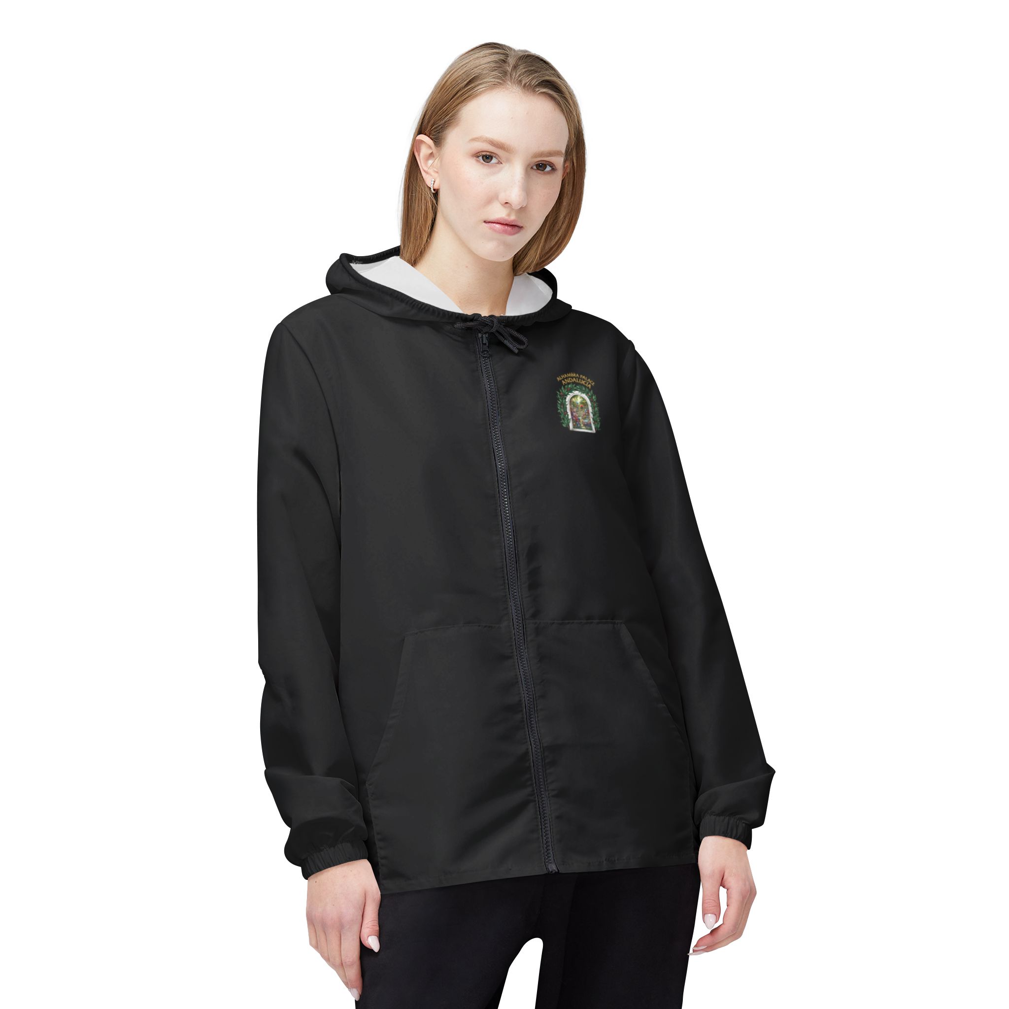ALHAMBRA PALACE BLACK EDITION Garden Window Windbreaker Jacket — Floral Scenic - Image 2