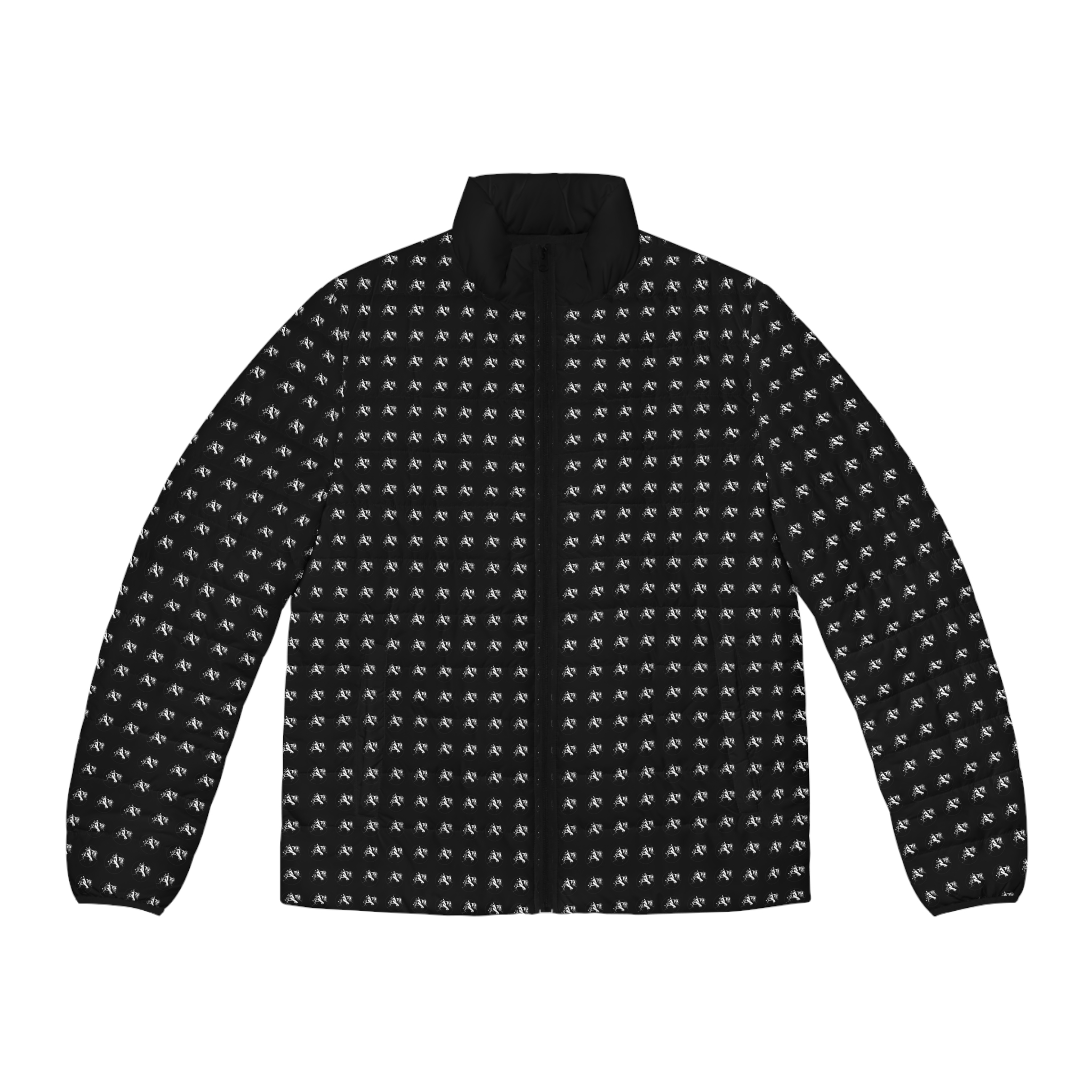 Men’s Black Puffer Jacket Archishop Matrix Evolution Asymmetrical Pattern - Image 2