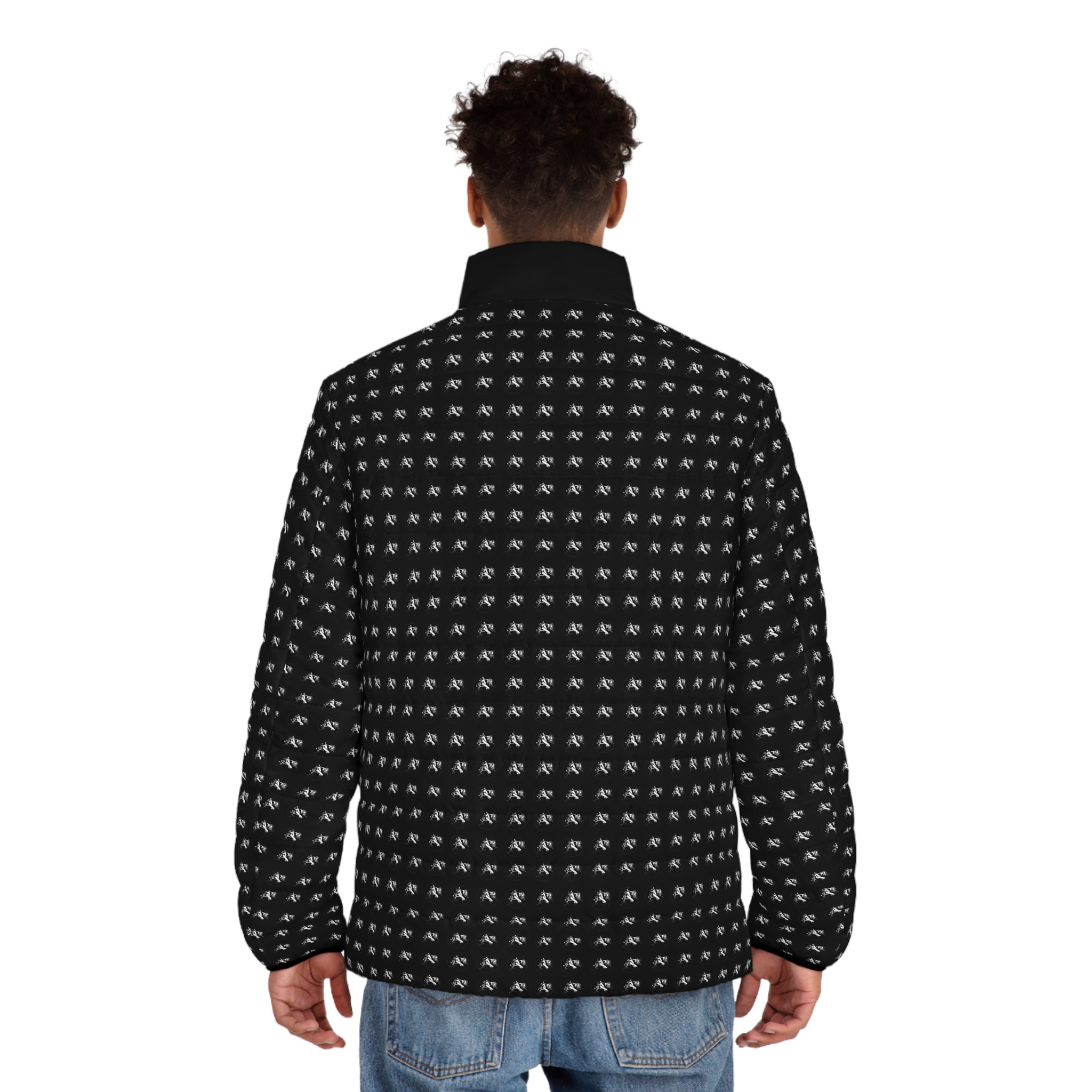 Men’s Black Puffer Jacket Archishop Matrix Evolution Asymmetrical Pattern - Image 4
